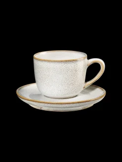 espressotasse mit unterteller, sand