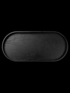 holztablett oval, schwarz