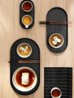 holztablett oval, schwarz