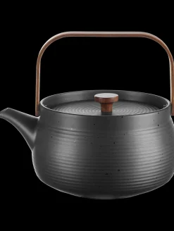 teekanne mit Holzgriff, black