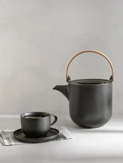teekanne mit holzgriff, kuro